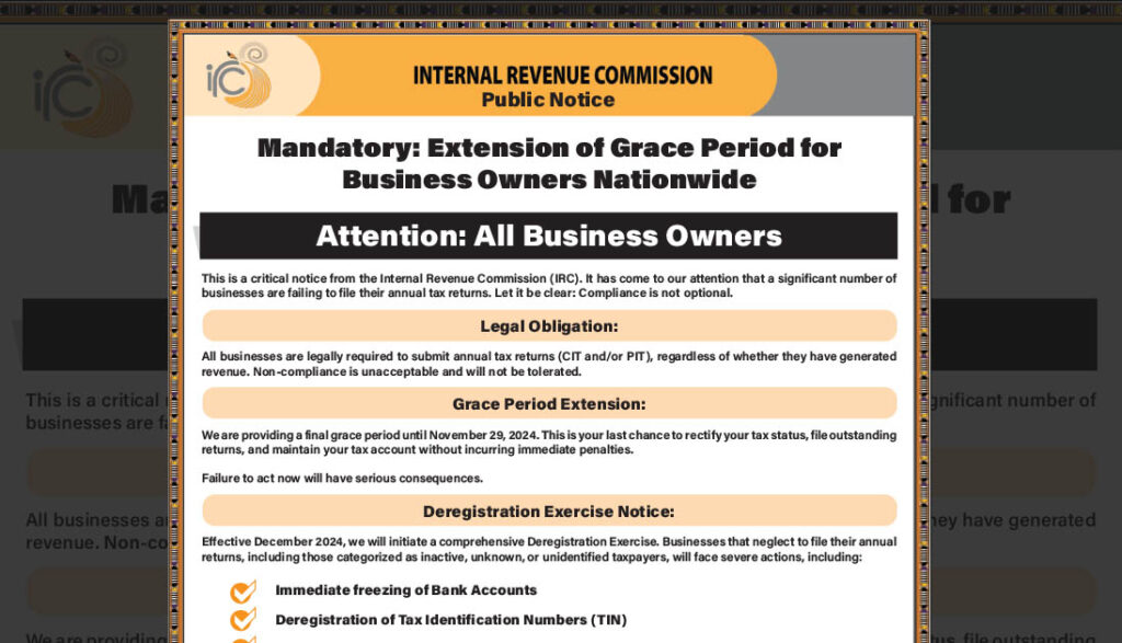 IRC Issues Final Warning – SMEs Must Act Now on Tax Returns